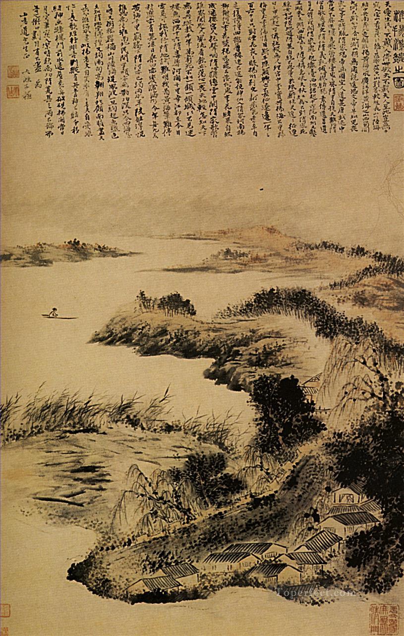 Otoño de Shitao en las afueras de Yangzhou 1707 tinta china antigua Pintura al óleo